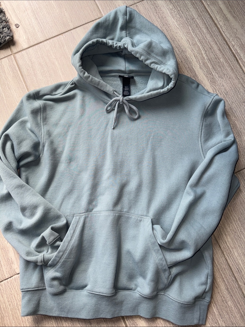 H&M Men's Pale Blue Hooded Pullover Sweatshirt